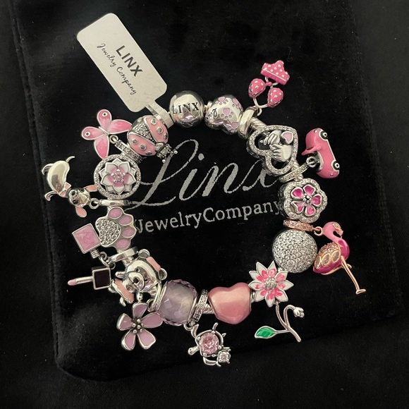 Linx Snake Chain Bracelet with Pink Themed Charms - Picture 6 of 6